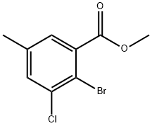 2-溴-3-氯-5-甲基苯甲酸甲酯, 1378431-64-1, 结构式