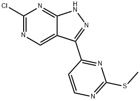 6-chloro-3-[2-(methylthio)-4-pyrimidinyl]-1H-Pyrazolo[3,4-d]pyrimidine Structure