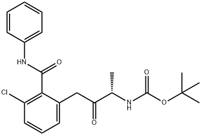 (S)-tert-butyl 4-(3-chloro-2-(phenylcarbamoyl)phenyl)-3-oxobutan-2-ylcarbamate 化学構造式