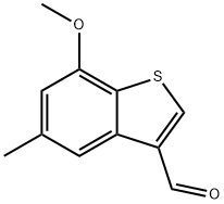 7-メトキシ-5-メチル-1-ベンゾチオフェン-3-カルブアルデヒド 化学構造式