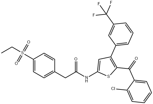 N-(5-(2-chlorobenzoyl)-4-(3-(trifluoromethyl)phenyl)thiophen-2-yl)-2-(4-(ethylsulfonyl)-phenyl)acetamide Struktur