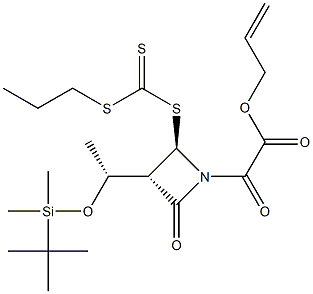ALLYL2-((3S,4R)-3-((R)-1-((TERT-BUTYLDIMETHYLSILYL)OXY)ETHYL)-2-OXO-4-(((PROPYLTHIO)CARBONOTHIOYL)THIO)AZETIDIN-1-YL)-2-OXOACETATE,硫培南中间体, 1392406-54-0, 结构式
