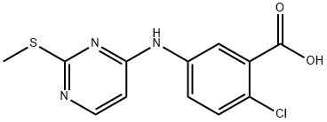 2-Chloro-5-((2-(methylthio)pyrimidin-4-yl)amino)benzoic acid 化学構造式