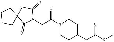 methyl 2-(1-(2-(1,3-dioxo-2-azaspiro[4.4]nonan-2-yl)acetyl)piperidin-4-yl)acetate Structure