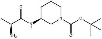 (S)-3-((S)-2-Amino-propionylamino)-piperidine-1-carboxylic acid tert-butyl ester 化学構造式