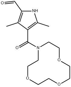 3,5-dimethyl-4-(1,4,7-trioxa-10-azacyclododecane-10-carbonyl)-1H-pyrrole-2-carbaldehyde Structure