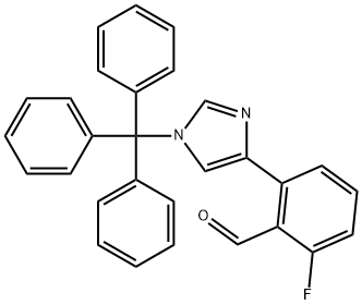 2-fluoro-6-(1-trityl-1H-imidazol-4-yl)benz
aldehyde Structure