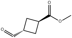 trans-3-Formylcyclobutanecarboxylic acid methyl ester 化学構造式