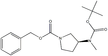 benzyl (3s)-3-{[(tert-butoxy)carbonyl](methyl)amino}pyrrolidine-1-carboxylate, 1412254-93-3, 结构式