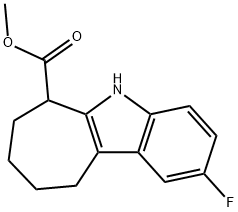 2-Fluoro-5,6,7,8,9,10-hexahydro-cyclohepta[b]indole-6-carboxylic acid methyl ester 化学構造式