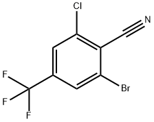 2-bromo-6-chloro-4-(trifluoromethyl)benzonitrile 化学構造式