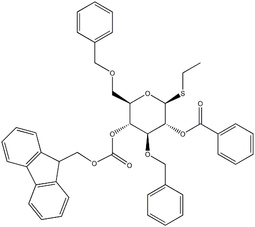 Ethyl 3,6-bis-O-(phenylmethyl)-1-thio-beta-D-glucopyranoside 2-benzoate 4-(9H-fluoren-9-ylmethyl carbonate) Structure