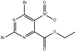 2,6-dibromo-5-nitro-4-pyrimidinecarboxylic acid ethyl ester 结构式