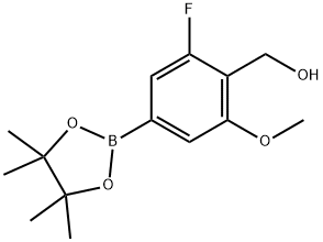 2-氟-6-甲氧基-4-(4,4,5,5-四甲基-1,3,2-二氧杂硼烷-2-基)苯基]甲醇, 1417736-84-5, 结构式