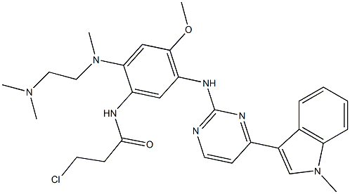 3-氯-N-(2-((2-(二甲氨基)乙基)(甲基)氨基)-4-甲氧基-5-(4-(1-甲基-1H-吲哚-3-基)嘧啶-2-基氨基)苯基)丙酰胺, 1421373-36-5, 结构式