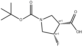 CIS-1-(TERT-BUTOXYCARBONYL)-4-FLUOROPYRROLIDINE-3-CARBOXYLIC ACID Struktur