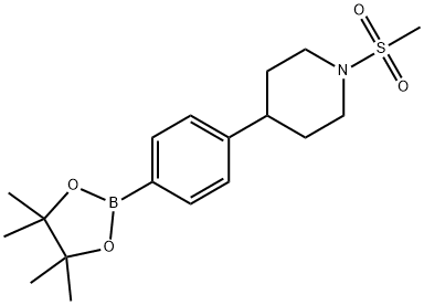 哌啶,1-(甲基磺酰基)-4-[4-(4,4,5,5-四甲基-1,3,2-二氧硼戊烷-2-基)苯基] 结构式