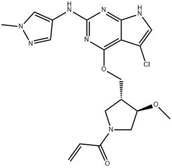 1-((3R,4R)-3-(((5-chloro-2-((1-methyl-1H-pyrazol-4-yl)amino)-7H-pyrrolo[2,3-d]pyrimidin-4-yl)oxy)methyl)-4-methoxypyrrolidin-1-yl)prop-2-en-1-one|化合物PF-06459988