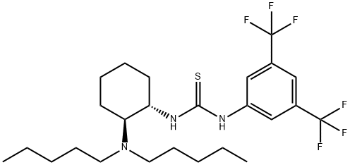 Ｎ-[3,5-ビス(トリフルオロメチル)フェニル]-Ｎ′-[(1Ｒ,2Ｒ)-2-(ジペンチルアミノ)シクロヘキシル]チオウレア 化学構造式