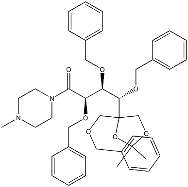 (2R,3S,4S)-2,3,4-三苄氧基-4-(4-((苄氧基)-甲基)-2,2-二甲基-1,3-二氧杂-4-基)-1-(4-甲基哌嗪-1-基)丁-1酮草酸盐,1431329-06-4,结构式