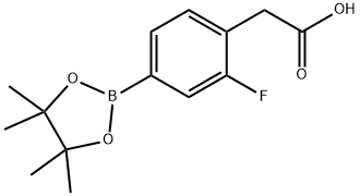 [2-fluoro-4-(tetramethyl-1,3,2-dioxaborolan-2-yl)phenyl]acetic acid Struktur