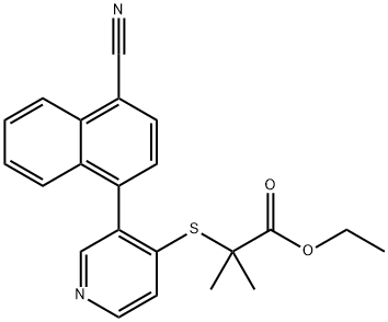 2-[[3-(4-氰基-1-萘基)-4-吡啶基]硫基]-2-甲基丙酸乙酯, 1432589-51-9, 结构式