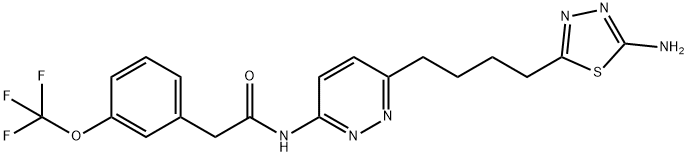 N-[6-[4-(5-氨基-1,3,4-噻二唑-2-基)丁基]-3-哒嗪基]-3-(三氟甲氧基)苯乙酰胺,1439399-45-7,结构式