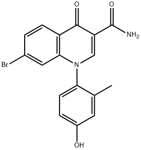 7-Bromo-1-(4-hydroxy-2-methylphenyl)-4-oxo-1,4-dihydroquinoline-3-carboxamide Struktur