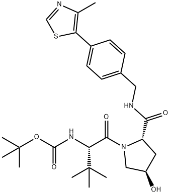 tert-butyl ((S)-1-((2S,4R)-4-hydroxy-2-((4-(4-methylthiazol-5-yl)benzyl)carbamoyl)pyrrolidin-1-yl)-3,3-dimethyl-1-oxobutan-2-yl)carbamate Struktur