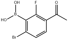 3-乙酰基-6-溴-2-氟苯硼酸 结构式