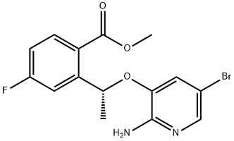 甲基(R)-2-(1-((2-氨基-5-溴吡啶-3-氧乙基)-4-氟苯甲酸, 1454848-00-0, 结构式