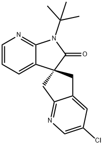(R)-1'-(tert-butyl)-3-chloro-5,7-dihydrospiro[cyclopenta[b]pyridine-6,3'-pyrrolo[2,3-b]pyridin]-2'(1'H)-one Struktur