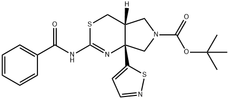 tert-butyl(4aR,7aR)-2-benzamido-7a-(isothiazol-5-yl)-4a,5,7,7a-tetrahydropyrrolo[3,4-d][1,3]thiazine-6(4H)-carboxylate Structure