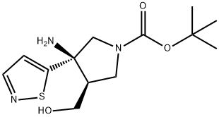 tert-butyl(3R,4R)-3-amino-4-(hydroxymethyl)-3-(isothiazol-5-yl)pyrrolidine-1-carboxylate 结构式