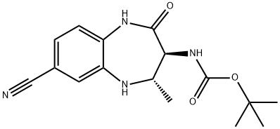 tert-butyl ((3S,4S)-7-cyano-4-methyl-2-oxo-2,3,4,5-tetrahydro-1H-benzo[b][1,4]diazepin-3-yl)carbamate Structure