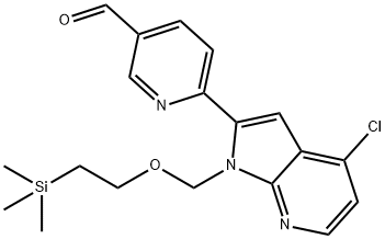 6-[4-Chloro-1-((2-(trimethylsilyl)ethoxy)methyl)pyrrolo[2,3-b]pyridin-2-yl]pyridine-3-carboxaldehyde 化学構造式