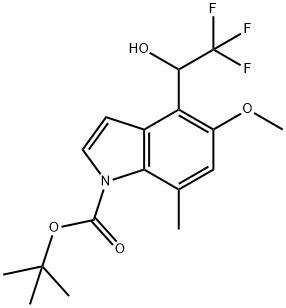 tert-butyl5-methoxy-7-methyl-4-(2,2,2-trifluoro-1-hydroxyethyl)-1H-indole-1-carboxylate Structure