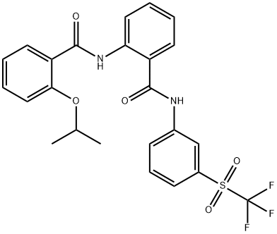 2-Isopropoxy-N-(2-(3-(trifluoromethylsulfonyl)phenylcarbamoyl)phenyl)benzamide Structure