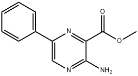 Pyrazinecarboxylic acid, 3-amino-6-phenyl-, methyl ester
 Struktur
