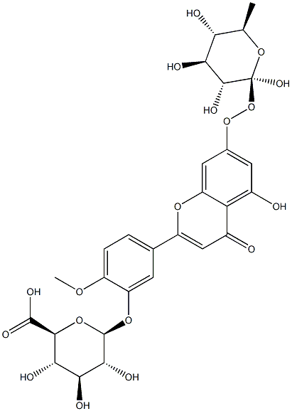5-[7-(BETA-D-吡喃葡糖酸基氧基)-5-羟基-4-氧代-4H-1-苯并吡喃-2-基]-2-甲氧基苯基 BETA-D-吡喃葡糖苷酸 结构式