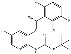 (R)-5-bromo-3-(1-(2,6-dichloro-3-fluorophenyl)ethoxy)-2-tert-butyloxycarbonylaminopyridine Struktur