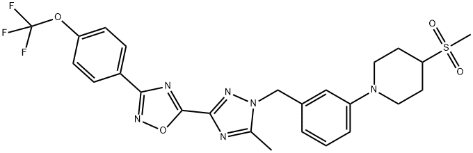 5-(5-methyl-1-(3-(4-(methylsulfonyl)piperidin-1-yl)benzyl)-1H-1,2,4-triazol-3-yl)-3-(4-(trifluoromethoxy)phenyl)-1,2,4-oxadiazole