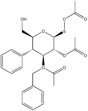 苯基 3-O-(苯基甲基)-1-硫代-BETA-D-吡喃葡萄糖苷三乙酸酯, 158198-55-1, 结构式