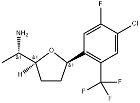 (S)-1-((2S,5R)-5-(4-chloro-5-fluoro-2-(trifluoromethyl)phenyl)tetrahydrofuran-2-yl)ethanamine tosic acid Structure