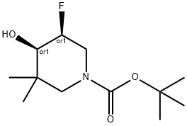 cis-3-fluoro-4-hydroxy-5,5-dimethylpiperidine-1-carboxylic acid tert-butyl ester 结构式