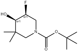 cis-3-fluoro-4-hydroxy-5,5-dimethylpiperidine-1-carboxylic acid tert-butyl ester, 1612176-00-7, 结构式