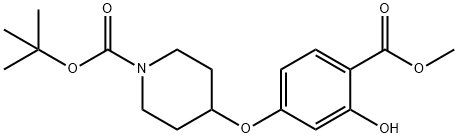 tert-butyl 4-(3-hydroxy-4-(methoxycarbonyl)phenoxy)piperidine-1-carboxylate Struktur