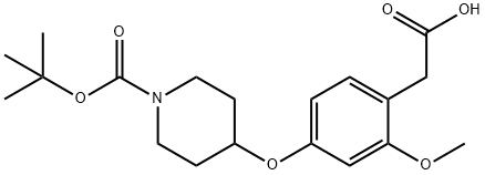 2-(4-(1-(tert-butoxycarbonyl)piperidin-4-yloxy)-2-methoxyphenyl)acetic acid Structure