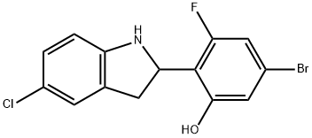 5-bromo-2-(5-chloroindolin-2-yl)-3-fluorophenol,1620450-59-0,结构式