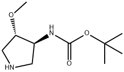 Carbamic acid, N-[(3S,4S)-4-methoxy-3-pyrrolidinyl]-, 1,1-dimethylethyl ester Struktur
